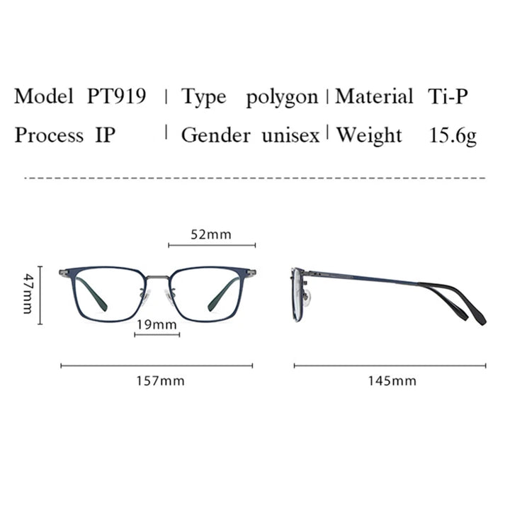 Hotochki Men's Full Rim Big Square Alloy Eyeglasses 27919