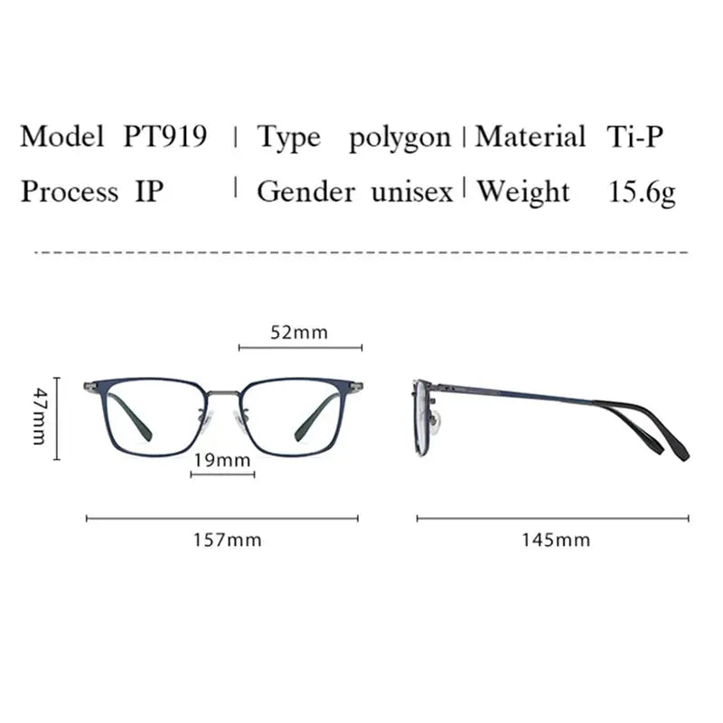 Hotochki Mens Full Rim Square Titanium Frames 919000 — view 2 | Hotochki at FuzWeb