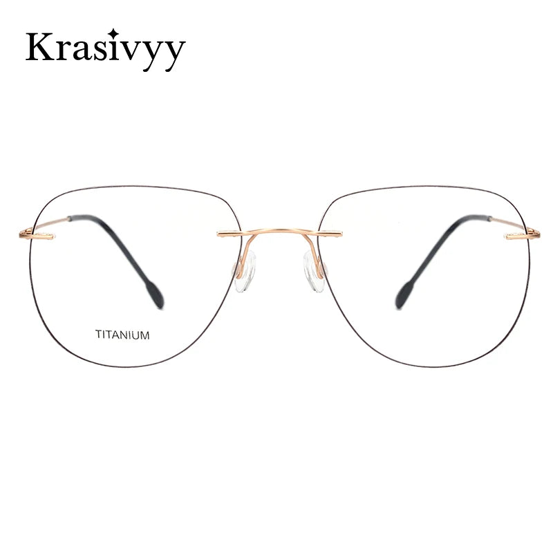 Krasivyy Unisex Rimless Oval Titanium Eyeglasses Kr05 Rimless Krasivyy   