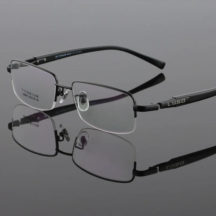 Zirosat Unisex Semi Rim Square Titanium Eyeglasses 59910