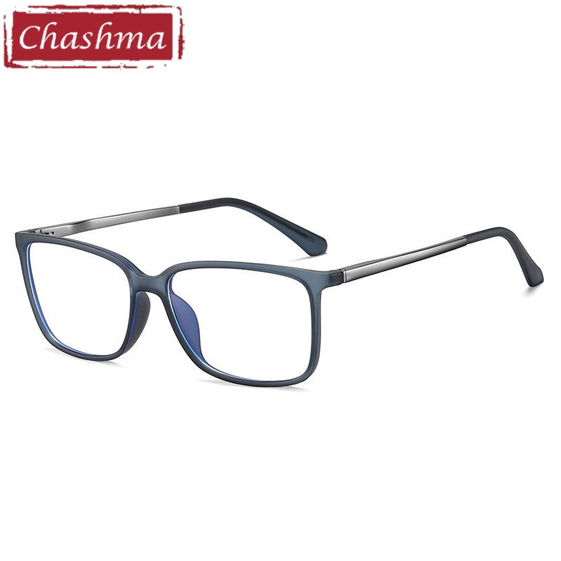 Chashma Men's Full Rim Square Tr 90 Titanium Spring Hinge Eyeglasses 95861 Full Rim Chashma Transparent Blue  