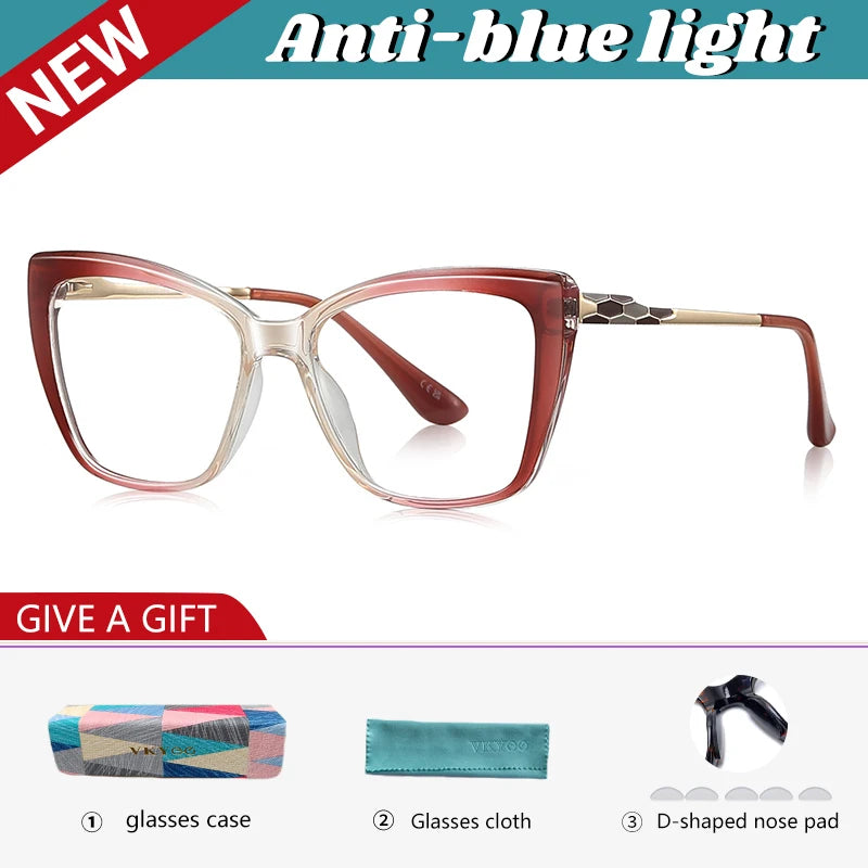 Vicky Women's Full Rim Square Butterfly Tr 90 Titanium Reading Glasses 97229