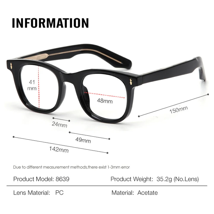 Muzz Unisex Full Rim Oval Square Thick Acetate Eyeglasses 48639