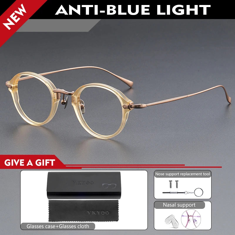 Vicky Unisex Full Rim Oval Acetate Titanium Reading Glasses 517182