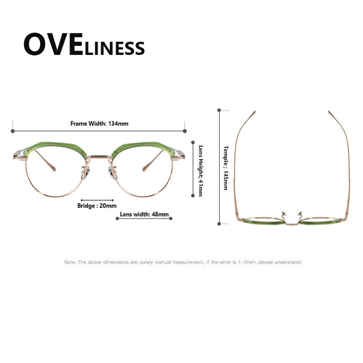 Oveliness Women's Full Rim Flat Top Oval Titanium Acetate Eyeglasses 739903