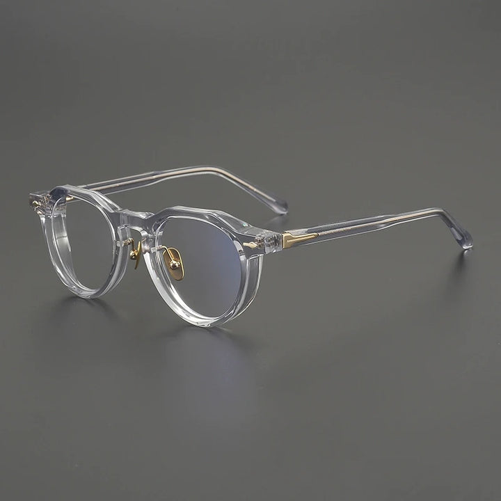 Gatenac Unisex Full Rim Flat Top Round Thick Acetate Eyeglasses Gx2261
