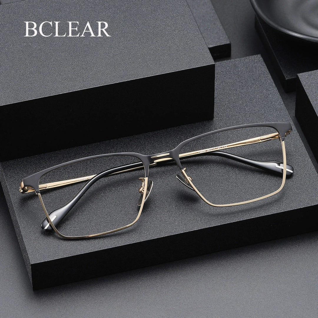 Bclear Unisex Full Rim Square Titanium Eyeglasses SM-70800