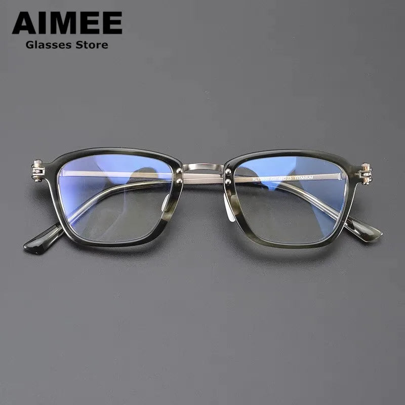 Aimee Unisex Full Rim Square Titanium Acetate Eyeglasses 5880 Full Rim Aimee   