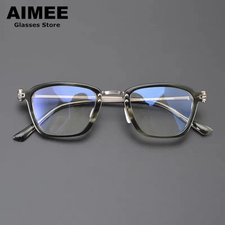 Aimee Unisex Full Rim Square Titanium Acetate Eyeglasses 5880 Full Rim Aimee   