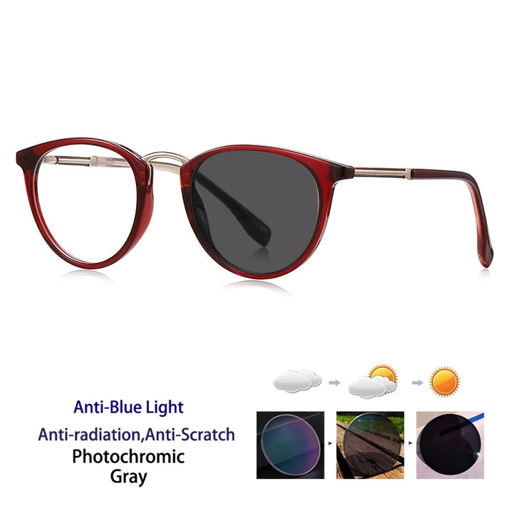 Kocolior Women's Full Rim Round Acetate Photochromic Reading Glasses 67241