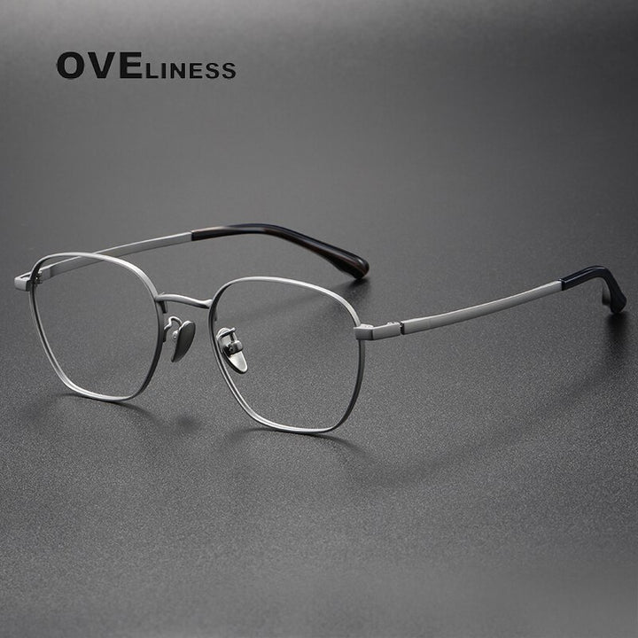 Oveliness Unisex Full Rim Square Titanium Eyeglasses 6014 Full Rim Oveliness silver  