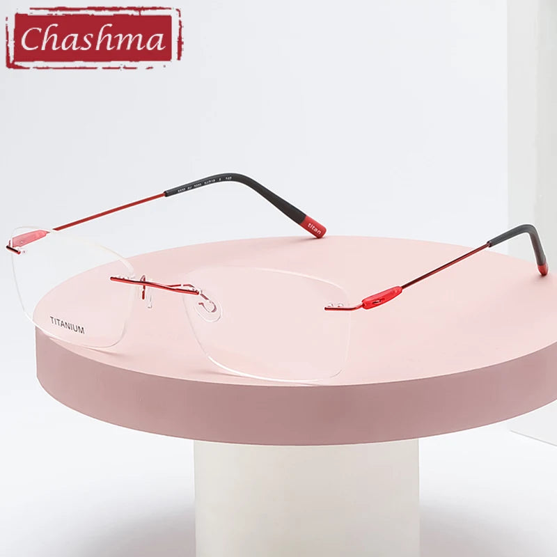 Chashma Unisex Rimless Square Titanium Eyeglasses 44105 Rimless Chashma   