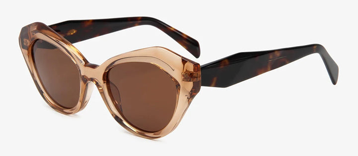 Esnbie Women's Full Rim Cat Eye Scuplted Acetate Sunglasses 230631