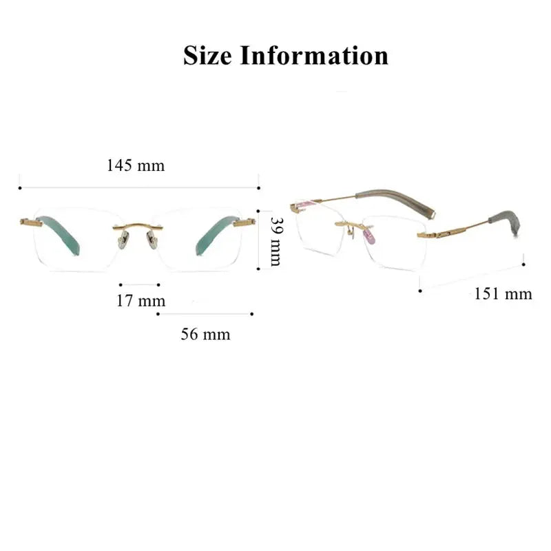 Chashma Ottica Men's Rimless Square Titanium Eyeglasses 808146 FuzWeb