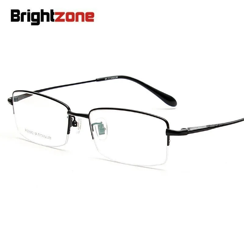 Brightzone Unisex Semi Rim Square Titanium Eyeglasses 71201 Semi Rim Brightzone Black