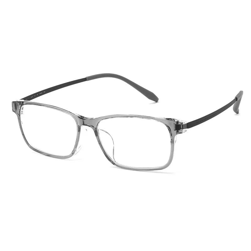 Kocolior Unisex Full Rim Square Tr 90 Titanium Hyperopic Reading Glasses 99102 Reading Glasses Kocolior Gray China 0