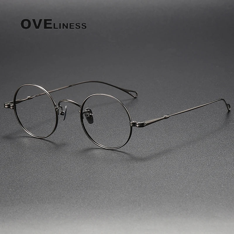 Oveliness Unisex Full Rim Round Titanium Eyeglasses M005 Full Rim Oveliness gun  