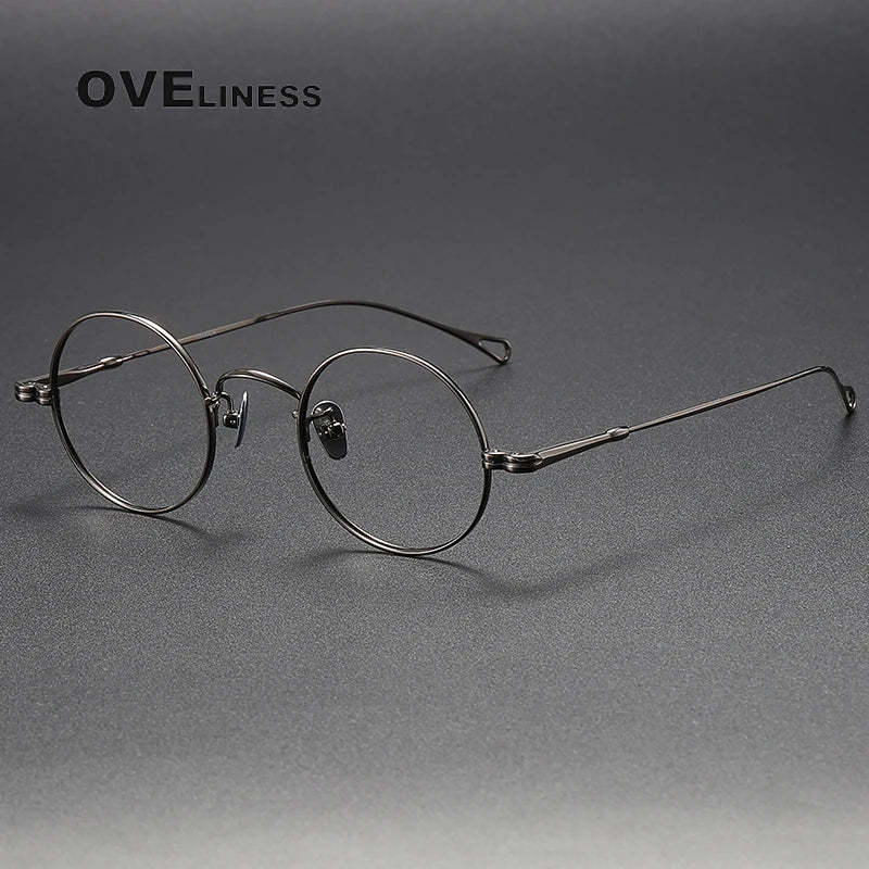 Oveliness Women's Full Rim Small Width Round Titanium Eyeglasses 369055