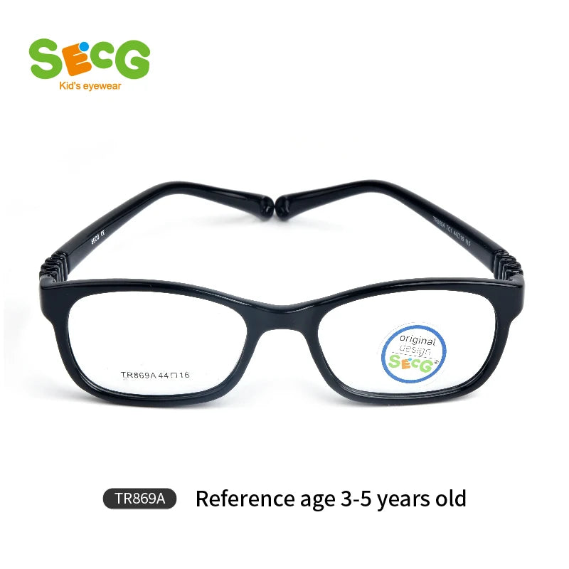 Secg Unisex Children's Full Rim Square Tr 90 Silicone Eyeglasses 8690 Full Rim Secg TR869A TC1 BLACK  