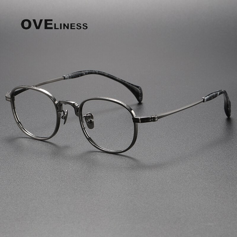 Oveliness Unisex Full Rim Square Titanium Eyeglasses 80866 Full Rim Oveliness gun  