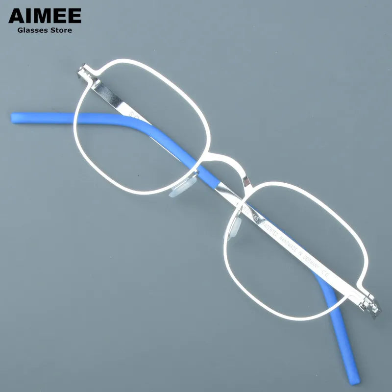 Aimee Women's Full Rim Square Oval Screwless Steel Eyeglasses 13547 Full Rim Aimee Silver  