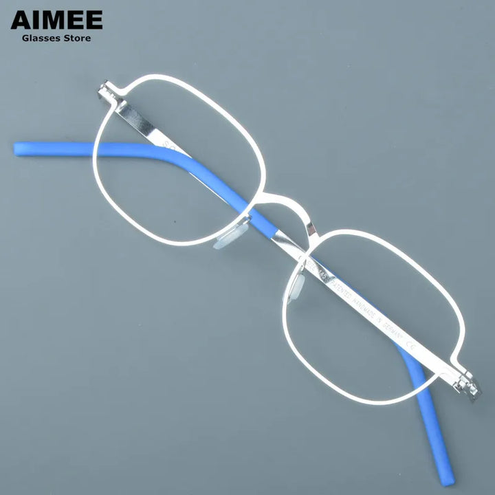 Aimee Women's Full Rim Square Oval Screwless Steel Eyeglasses 13547 Full Rim Aimee Silver  