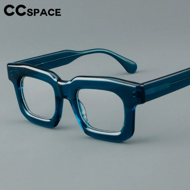 CCspace Unisex Full Rim Square Thick Acetate Eyeglasses 301902 Full Rim CCspace   