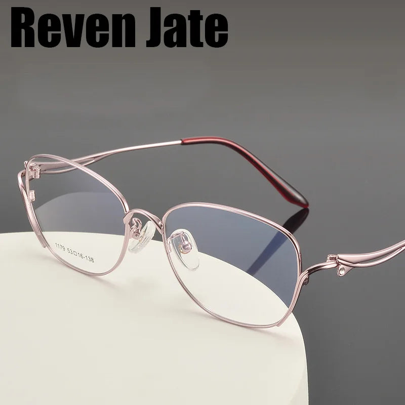 Reven Jate Women's Full Rim Square Cat Eye Alloy Eyeglasses 661179