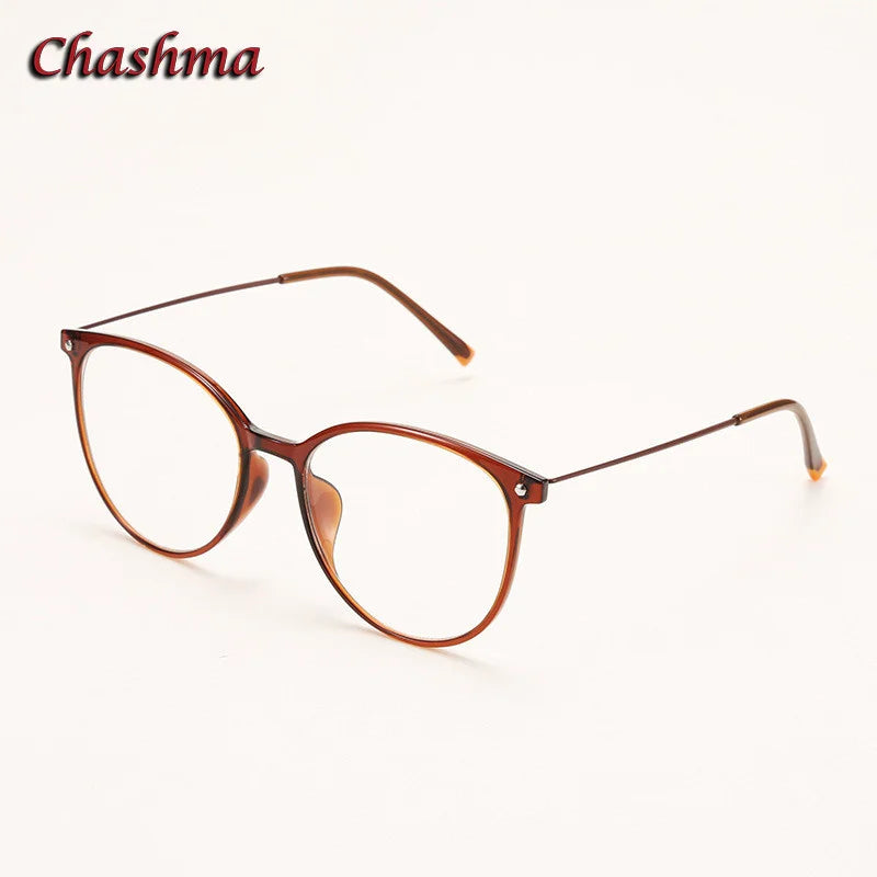 Chashma Ochki Unisex Full Rim Round Ultem Eyeglasses 2155 Full Rim Chashma Ochki Brown  