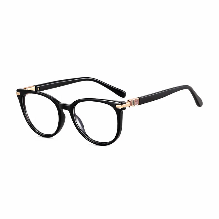 Ralferty Women's Full Rim Round Cat EyeTr 90 Acetate Eyeglasses 82162 Full Rim Ralferty C1 Black CHINA 