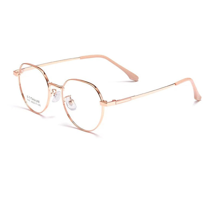 KatKani Unisex Full Rim Small Round Titanium Eyeglasses 1019th Full Rim KatKani Eyeglasses Rose Gold  
