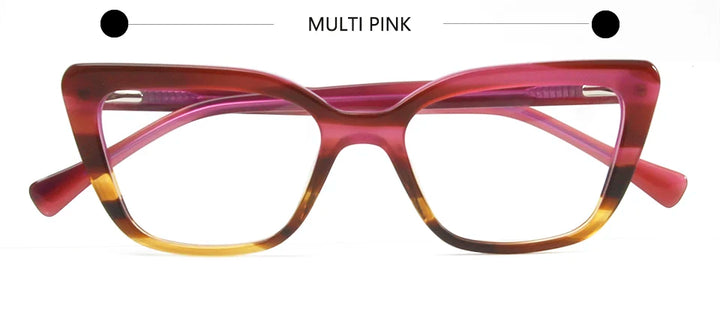 Esnbie Unisex Full Rim Square Cat Eye Acetate Eyeglasses 62423 Full Rim Esnbie Multi pink  