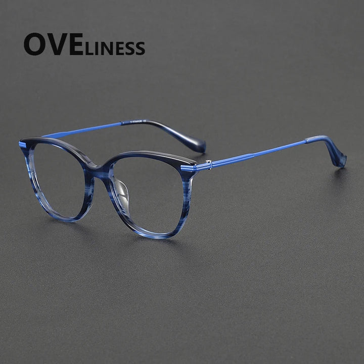 Oveliness Women's Full Rim Oval Square Acetate Titanium Eyeglasses 90005
