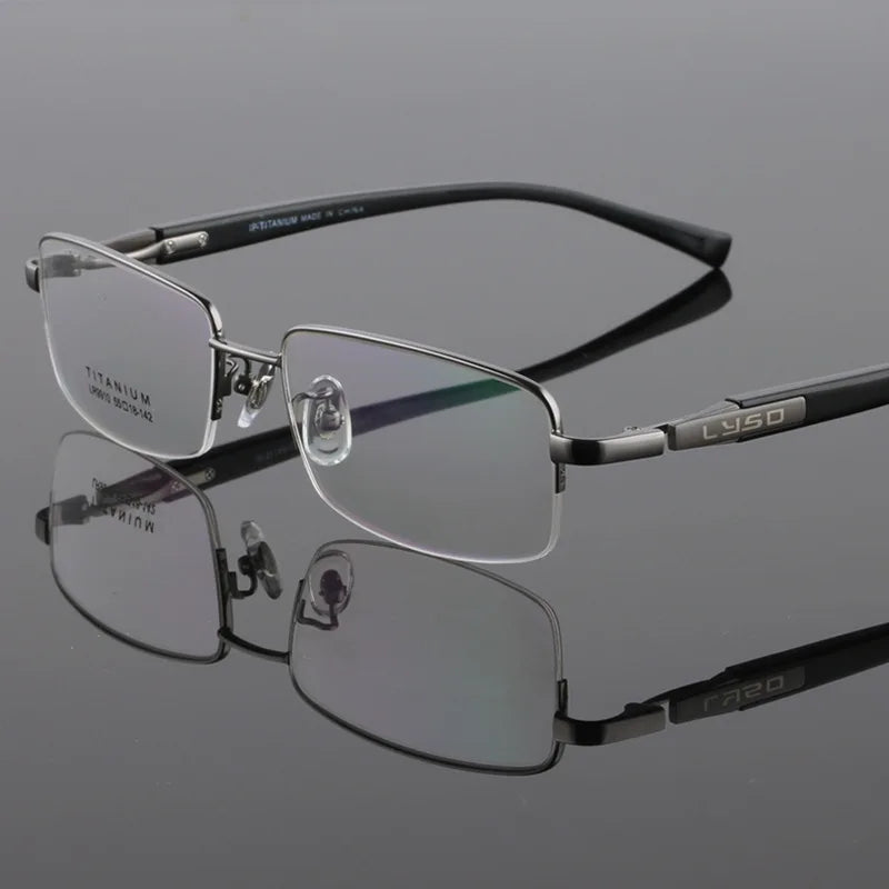 Zirosat Unisex Semi Rim Square Titanium Eyeglasses 59910