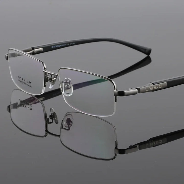 Zirosat Unisex Semi Rim Square Titanium Eyeglasses 59910