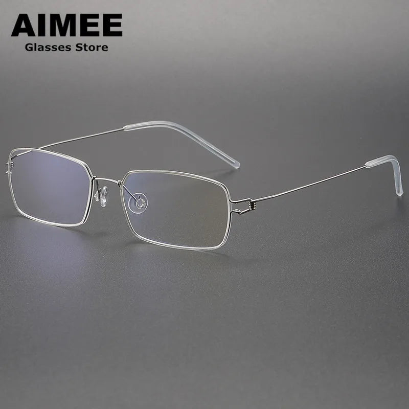 Aimee Unisex Full Rim Square Screwless Titanium Eyeglasses 20911 Full Rim Aimee Silver  