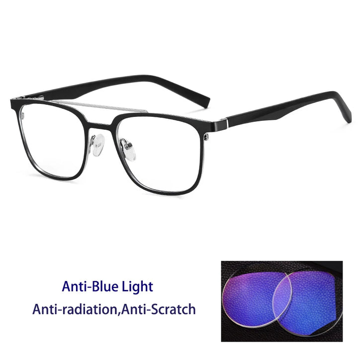Kocolior Women's Full Rim Square Double Bridge Alloy Reading Glasses 91362