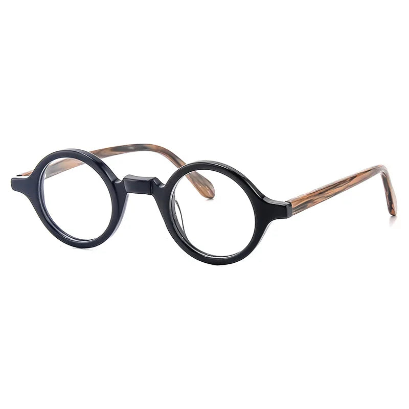 Cubojue Women's Full Rim Round Acetate Reading Glasses 56042 Reading Glasses Cubojue no function lenses 0 black brown wood