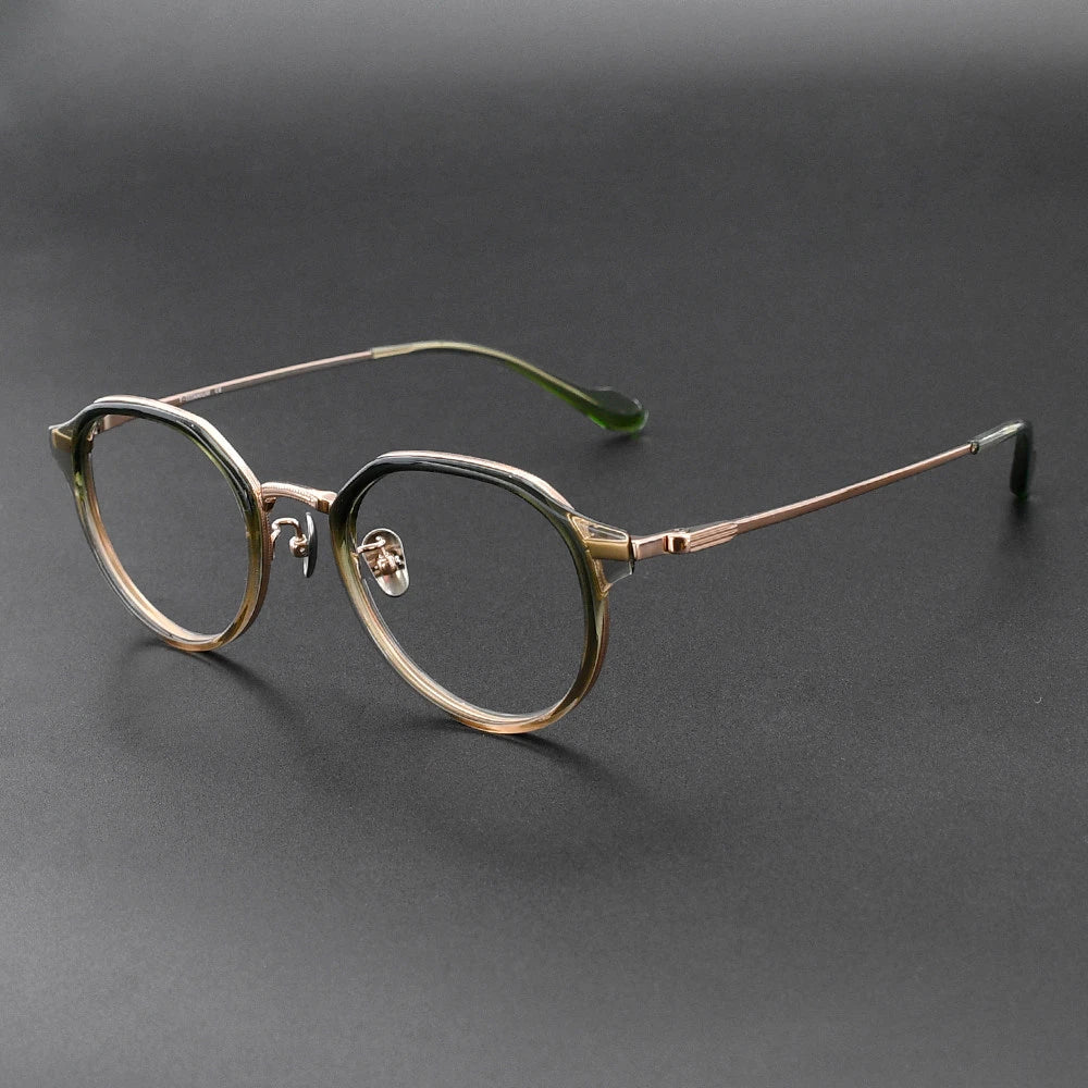 Black Mask Unisex Full Rim Round Titanium Eyeglasses BM-G636