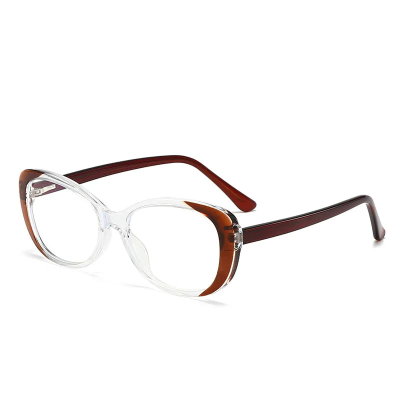 CCspace Women's Full Rim Small Oval Polycarbonate Eyeglasses 301422 Full Rim CCspace Brown  