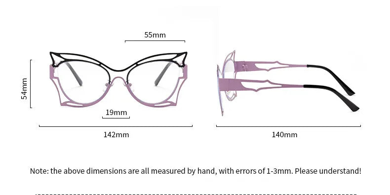 CCspace Women's Full Rim Oval Butterfly  Alloy Eyeglasses 300780 Full Rim CCSpace   