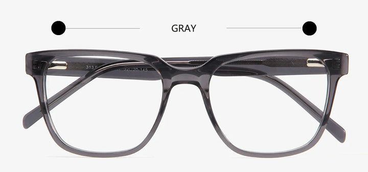 Esnbie Unisex Full Rim Square Brow Line Acetate Eyeglasses 31323 Full Rim Esnbie Gray  