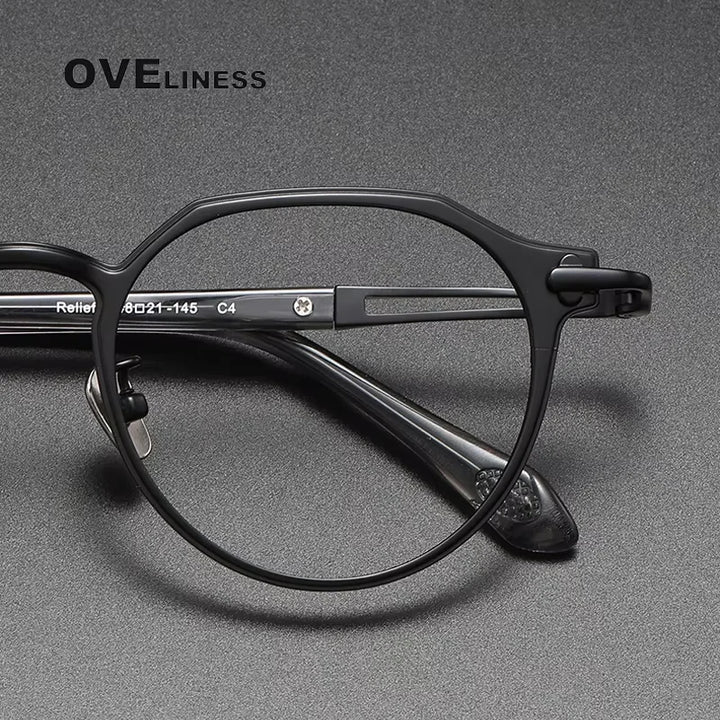 Oveliness Unisex Full Rim Flat Top Oval Titanium Acetate Eyeglasses 14121 Full Rim Oveliness   