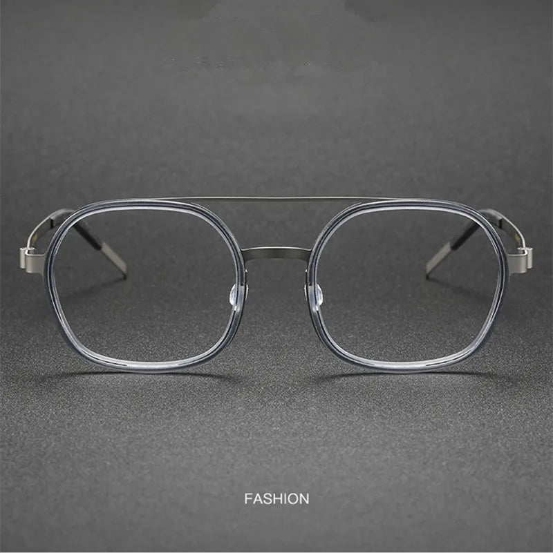 Aimee Unisex Full Rim Square Double Bridge Titanium Acetate Eyeglasses 9760 Full Rim Aimee   