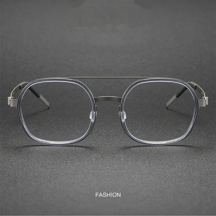 Aimee Unisex Full Rim Square Double Bridge Titanium Acetate Eyeglasses 9760 Full Rim Aimee   