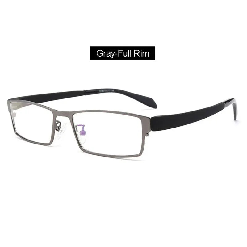 Hotony Men's Full Semi Rim Square Tr 90 Alloy Eyeglasses 1711 Full Rim Hotony Gray Full-Rim  