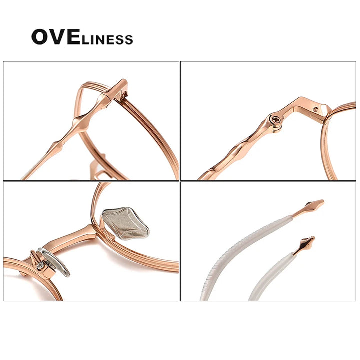 Oveliness Unisex Full Rim  Flat Top Round Titanium Eyeglasses 4449 Full Rim Oveliness   