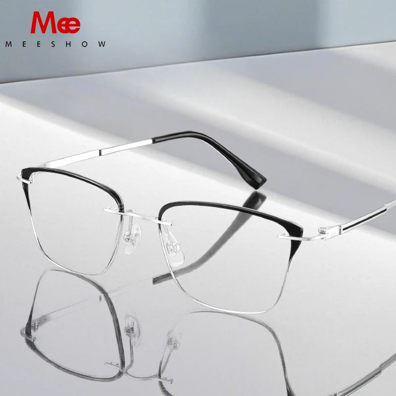 Meeshow Men's Semi Rim Square Titanium Tr 90  Eyeglasses 16109