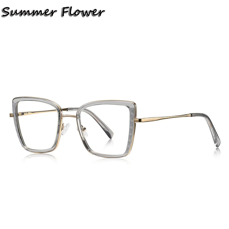 Summer Flower Women's Full Rim Square Tr 90 Titanium Eyeglasses 31464