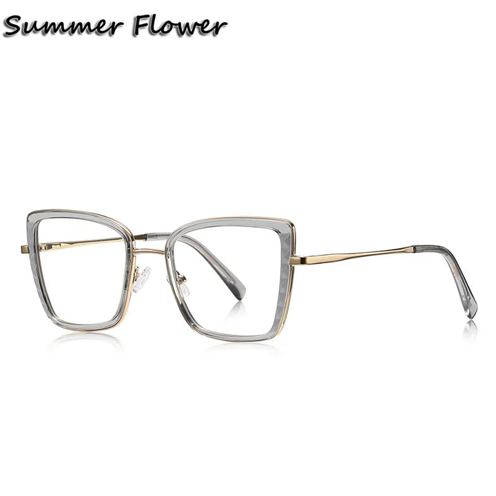 Summer Flower Women's Full Rim Square Tr 90 Titanium Eyeglasses 31464